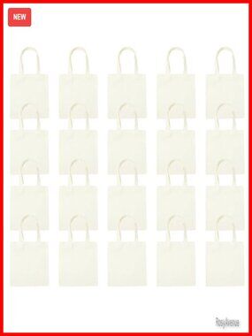 20 Pc Mini Canvas Tote Bags Blank DIY Craft Gift Bags Washable Reusable 8.6x8.8
